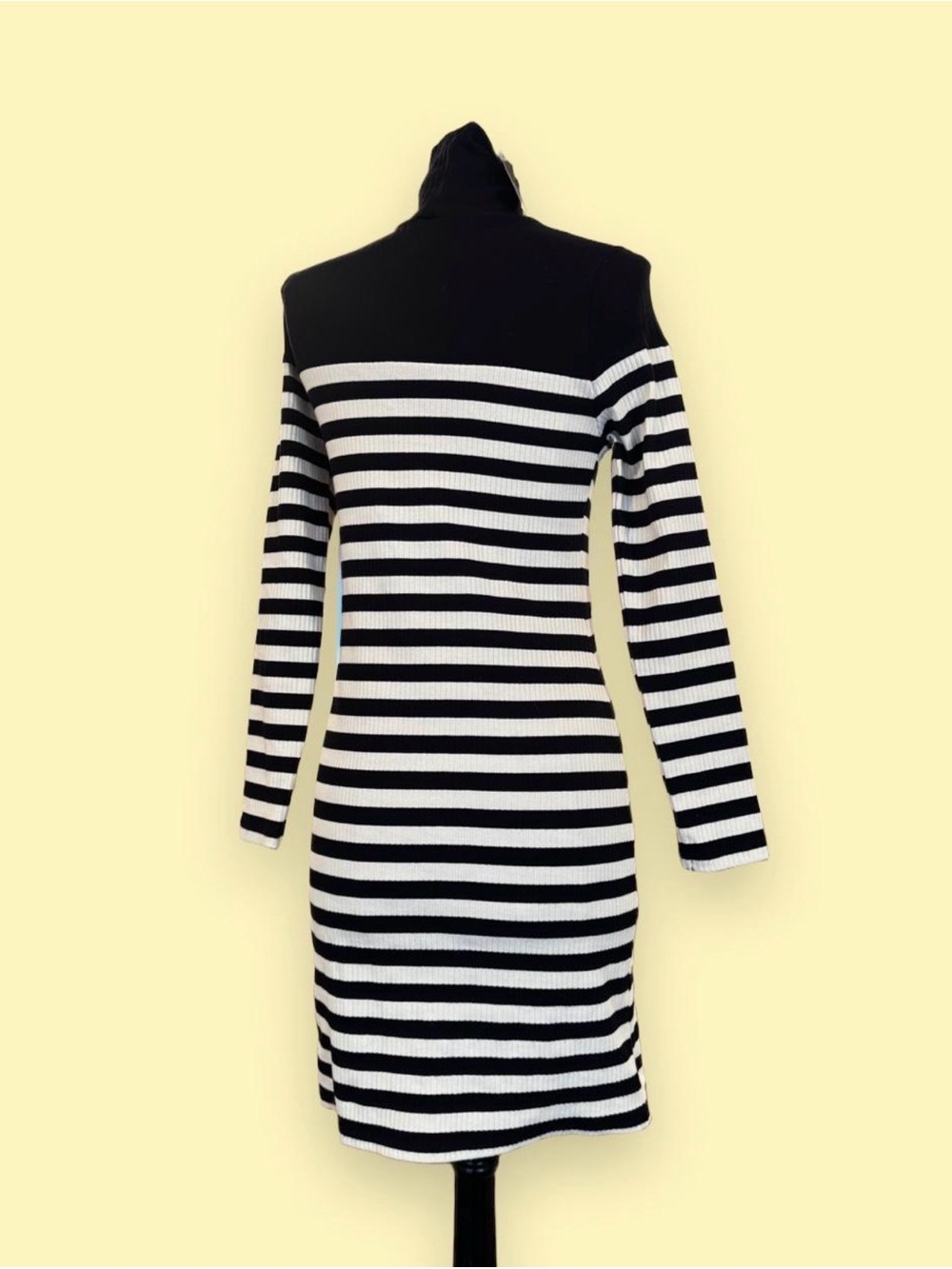 BRAND NEW Topshop Black and White Stripe Turtleneck Midi Dress